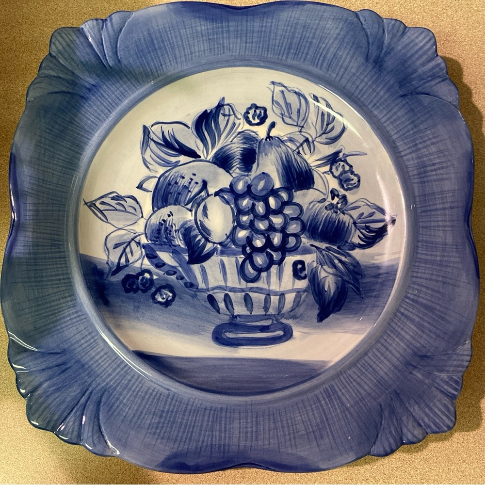 Artimino Tuscany Dawn Blue Floral Vase Leaf Dessert Salad Plates 8.5 inches